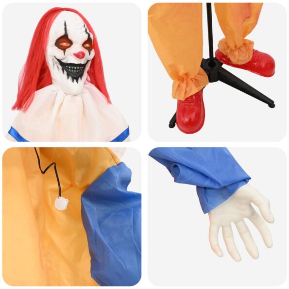 vidaXL Halloweensky strašidelný klaun SPOOKA Žltá a modrá – Obrázok 6