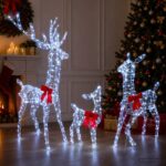 vidaXL Vianočná LED rodina sobov 700 LED Studená biela