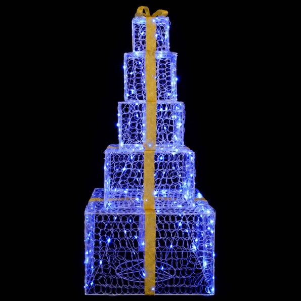 vidaXL Vianočné LED darčekové krabice na seba 250 LED Modrá – Obrázok 4