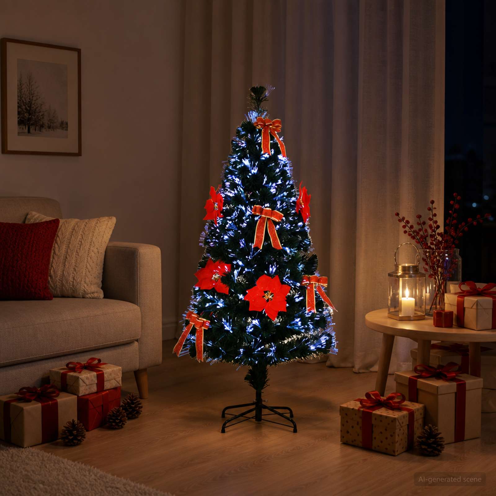 42049520_1.jpg vidaXL Vianočný stromček s optickými vláknami 150 cm 24 LED – Obrázok 1