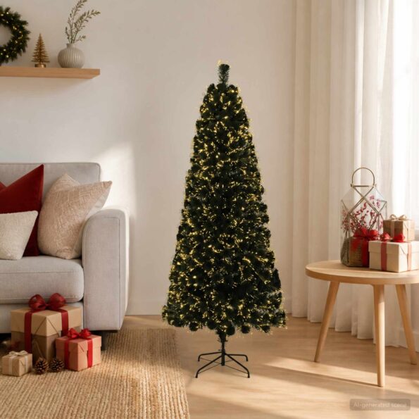 vidaXL Vianočný stromček s optickými vláknami 150 cm 24 LED – Obrázok 3