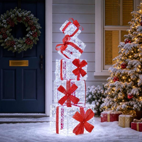 vidaXL Vianočná dekorácia darčeková krabička 5 ks 125 LED – Obrázok 3