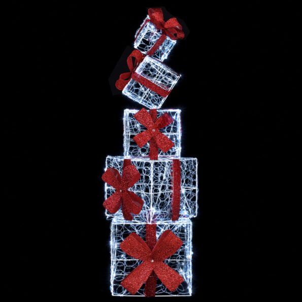 vidaXL Vianočná dekorácia darčeková krabička 5 ks 125 LED – Obrázok 4