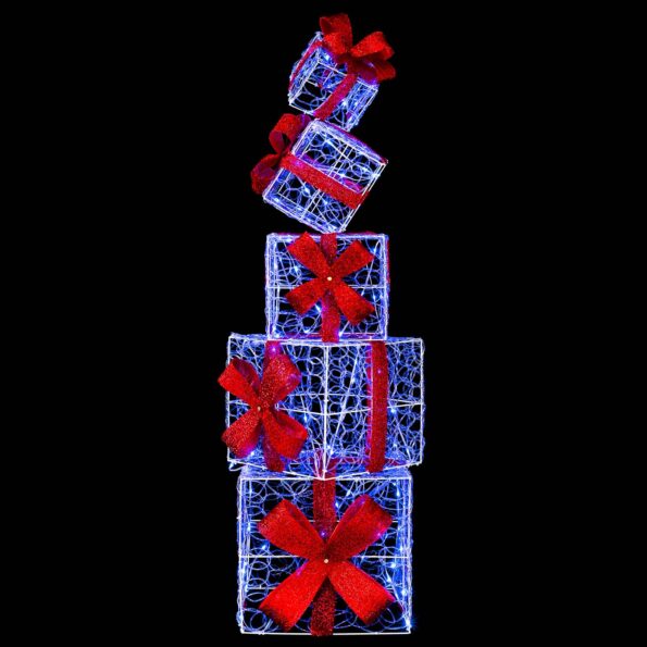 vidaXL Vianočná dekorácia darčeková krabička 5 ks 125 LED Modrá – Obrázok 4