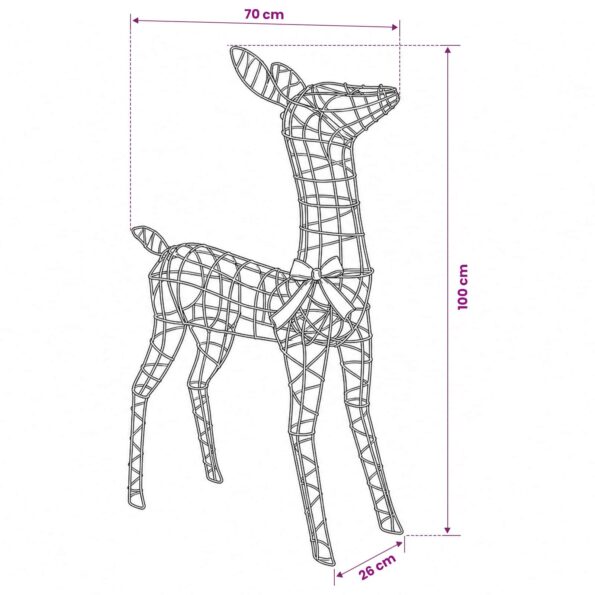 vidaXL 3D Vianočný sob LOVIISA 110 LED Studená biela 70 x 26 x 100 cm – Obrázok 6