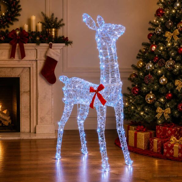vidaXL 3D Vianočný sob LOVIISA 110 LED Modrá 70 x 26 x 100 cm – Obrázok 3