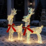 vidaXL 3D Vianočný sob LOVIISA 2 ks 80 LED Teplá biela