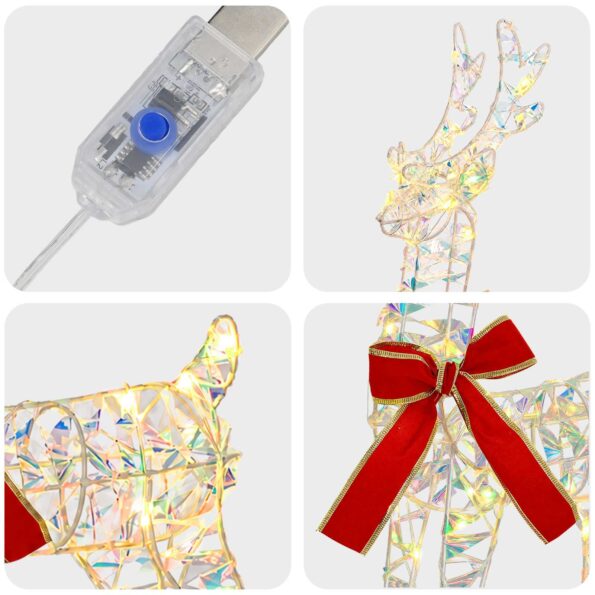 vidaXL 3D Vianočný sob LOVIISA 2 ks 80 LED Teplá biela – Obrázok 6