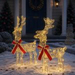 vidaXL 3D Vianočný sob LOVIISA 2 ks 80 LED Teplá biela