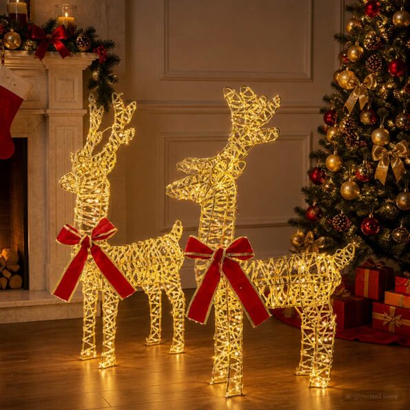 vidaXL 3D Vianočný sob LOVIISA 2 ks 80 LED Teplá biela – Obrázok 3