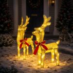 vidaXL 3D Vianočný sob LOVIISA 2 ks 80 LED Teplá biela