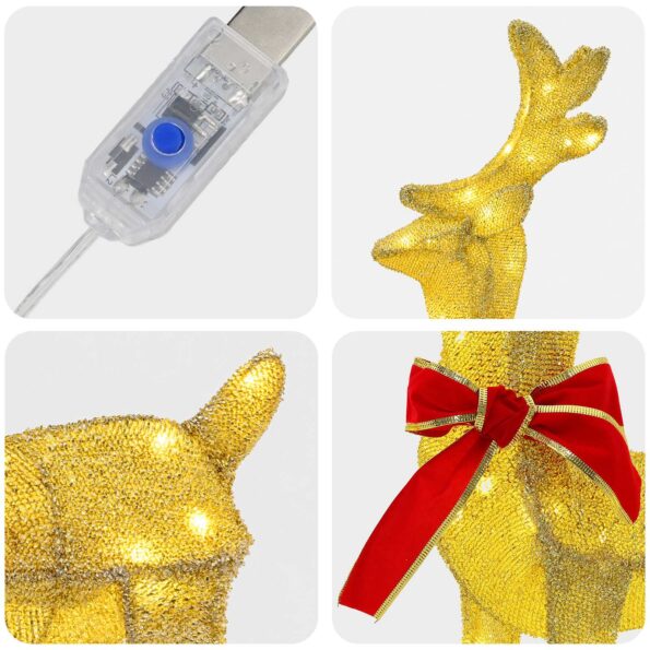 vidaXL 3D Vianočný sob LOVIISA 2 ks 80 LED Teplá biela – Obrázok 6