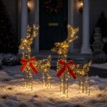 vidaXL 3D Vianočný sob LOVIISA 2 ks 180 LED Teplá biela