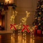 vidaXL 3D Vianočný sob LOVIISA 2 ks 180 LED Teplá biela – Obrázok 3
