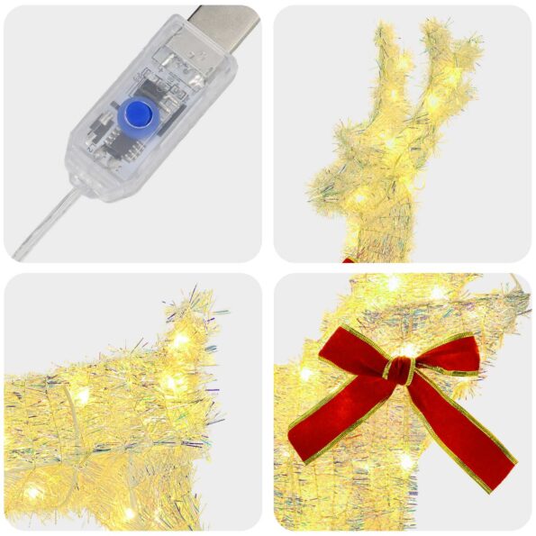 vidaXL 3D Vianočný sob LOVIISA 2 ks 80 LED Teplá biela – Obrázok 6