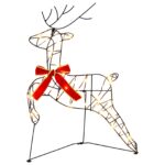 vidaXL Vianočný sob so saňami 3 ks 140 LED Teplá biela – Obrázok 5
