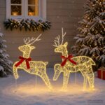 vidaXL Vianočný sob 2 ks 40 LED Teplá biela 43 x 19 x 65 cm