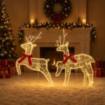 vidaXL Vianočný sob 2 ks 40 LED Teplá biela 43 x 19 x 65 cm – Obrázok 3