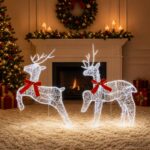 vidaXL Vianočný sob 2 ks 40 LED Studená biela 43 x 19 x 65 cm – Obrázok 3