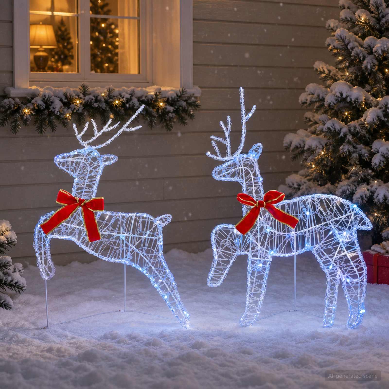 42049694_1.jpg vidaXL Vianočný sob 2 ks 40 LED Modrá 43 x 19 x 65 cm – Obrázok 1