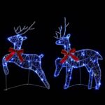 vidaXL Vianočný sob 2 ks 40 LED Modrá 43 x 19 x 65 cm – Obrázok 4