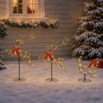 vidaXL Vianočný sob so saňami 3 ks 72 LED Teplá biela – Obrázok 3