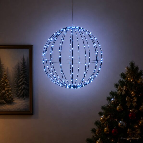 vidaXL Vianočný špic 96 LED Modrá Priemer 30 x 32 cm – Obrázok 3