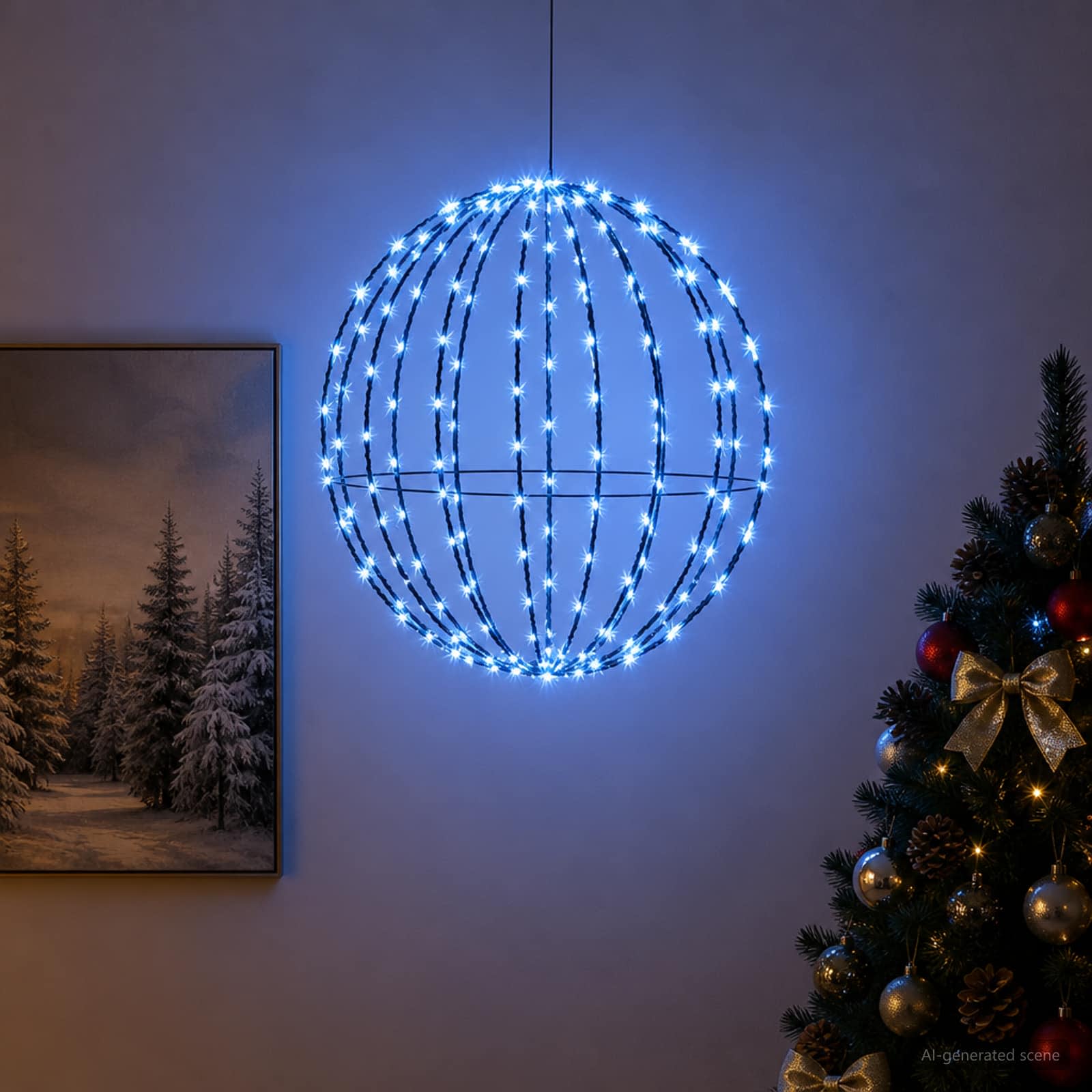 42049719_1.jpg vidaXL Vianočný špic 120 LED Modrá Priemer 40 x 42 cm – Obrázok 1