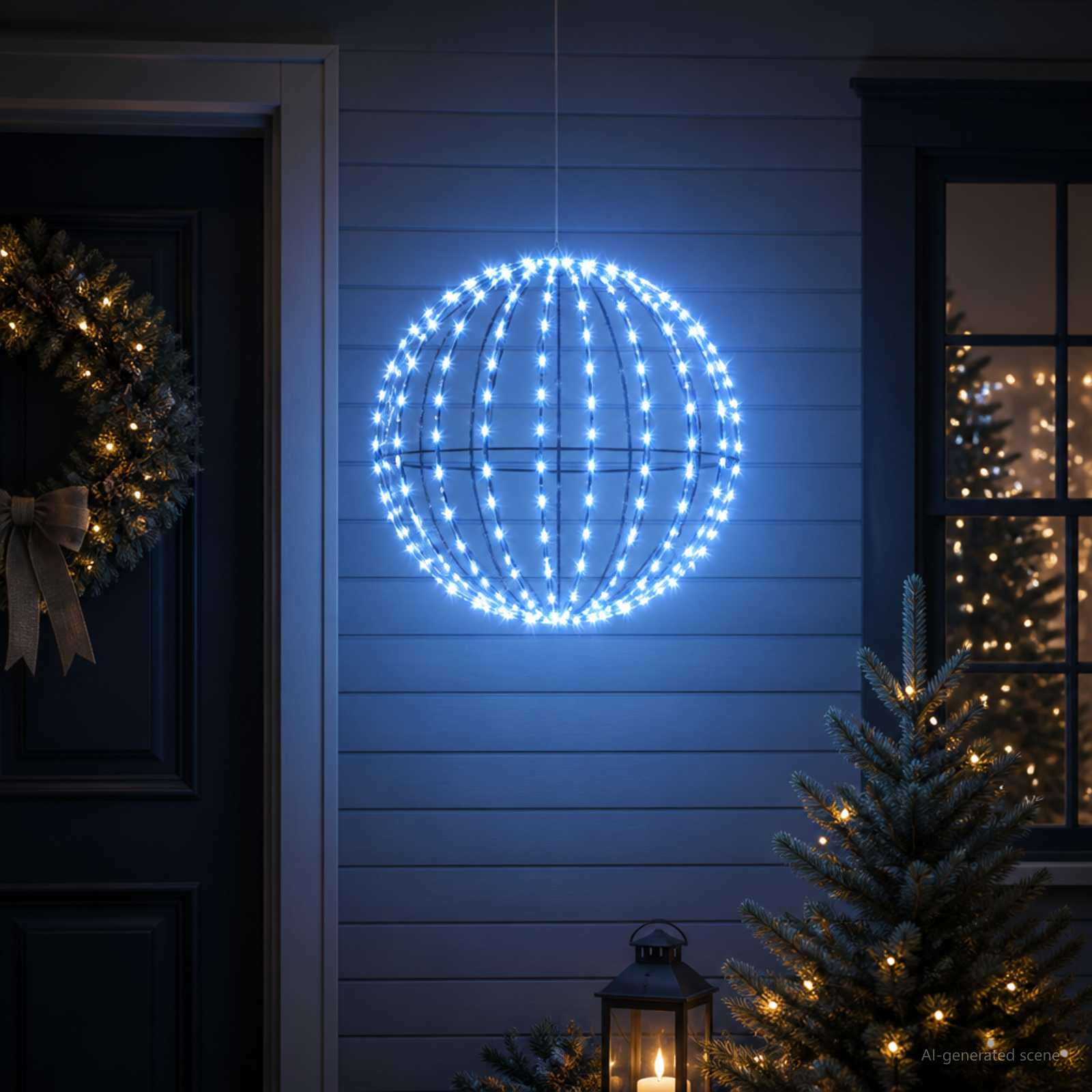 42049720_1.jpg vidaXL Vianočný špic 160 LED Modrá Priemer 50 x 52 cm – Obrázok 1
