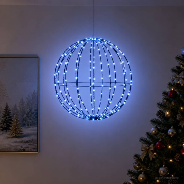 vidaXL Vianočný špic 160 LED Modrá Priemer 50 x 52 cm – Obrázok 3