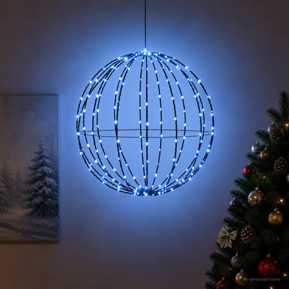 vidaXL Vianočný špic 192 LED Modrá Priemer 60 x 63 cm – Obrázok 3