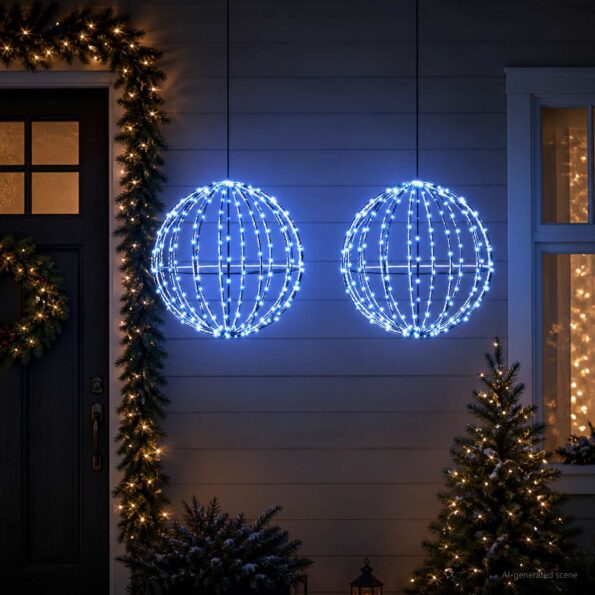 vidaXL Vianočný špic 2 ks 240 LED Modrá Priemer 40 x 42 cm – Obrázok 3
