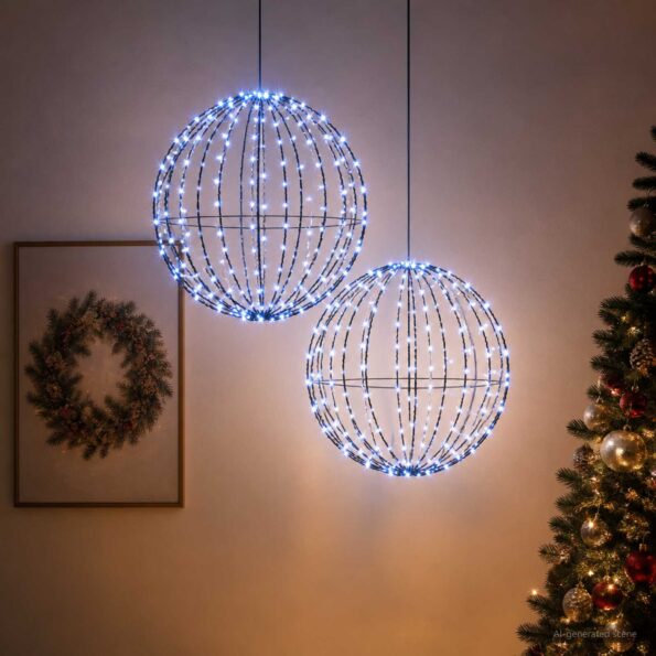 vidaXL Vianočný špic 2 ks 320 LED Modrá Priemer 50 x 52 cm – Obrázok 3