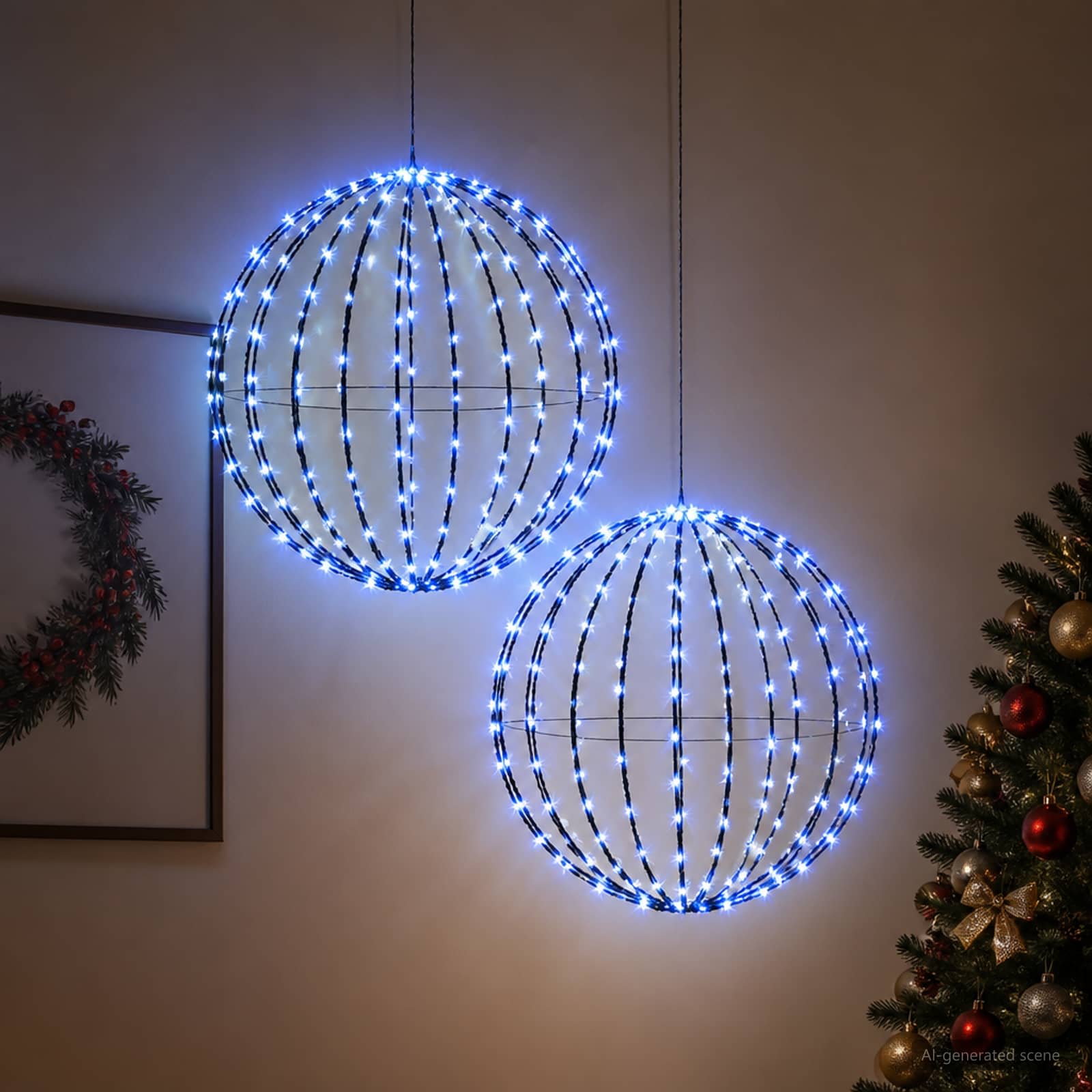 42049725_1.jpg vidaXL Vianočný špic 2 ks 384 LED Modrá Priemer 60 x 63 cm – Obrázok 1