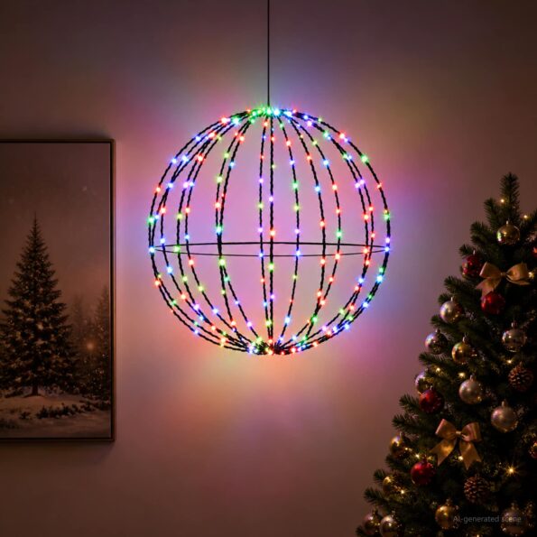 vidaXL Vianočný špic 96 LED Viac farieb Priemer 30 x 32 cm – Obrázok 3