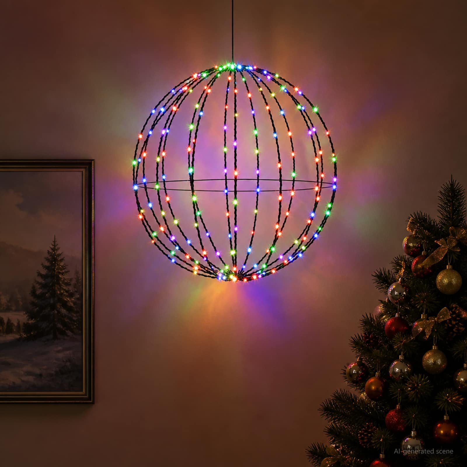 42049735_1.jpg vidaXL Vianočný špic 120 LED RGB Priemer 40 x 42 cm – Obrázok 1