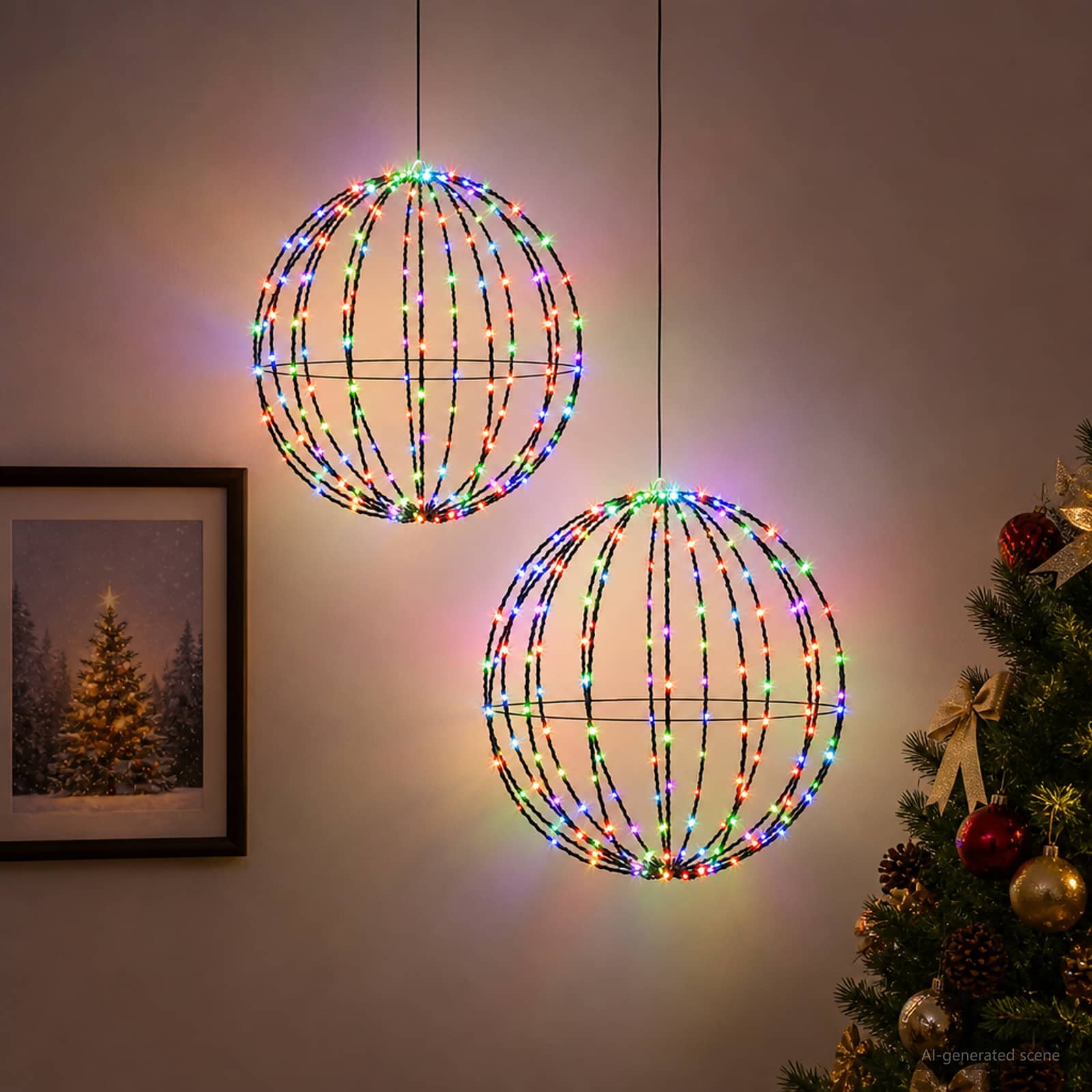 42049738_1.jpg vidaXL Vianočný špic 2 ks 192 LED RGB Priemer 30 x 32 cm – Obrázok 1
