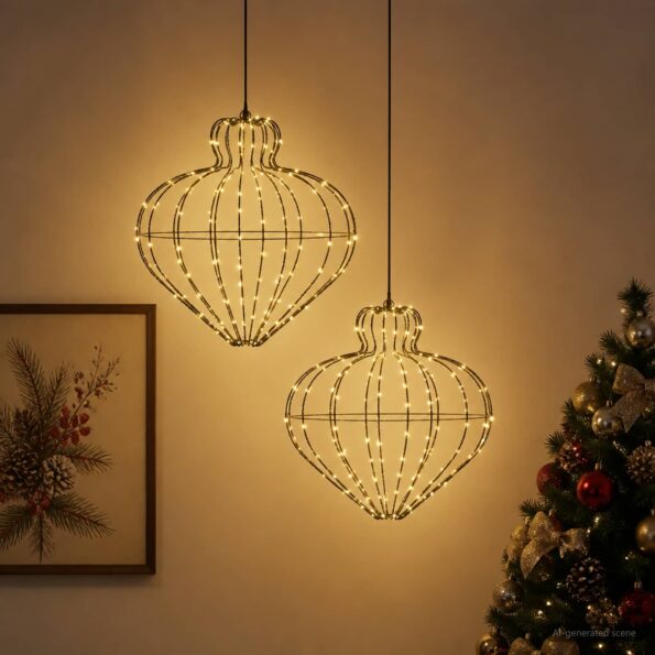vidaXL Vianočný špic 2 ks 384 LED Teplá biela Priem. 40 x 40 cm – Obrázok 3
