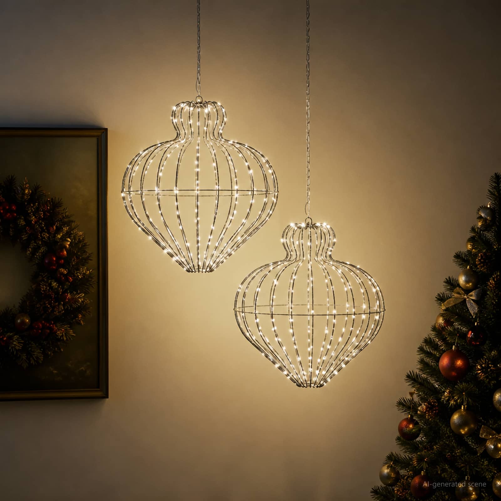 42049748_1.jpg vidaXL Vianočný špic 2 ks 384 LED Studená biela Priem. 40 x 40 cm – Obrázok 1