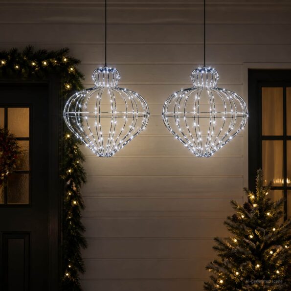 vidaXL Vianočný špic 2 ks 384 LED Studená biela Priem. 40 x 40 cm – Obrázok 3
