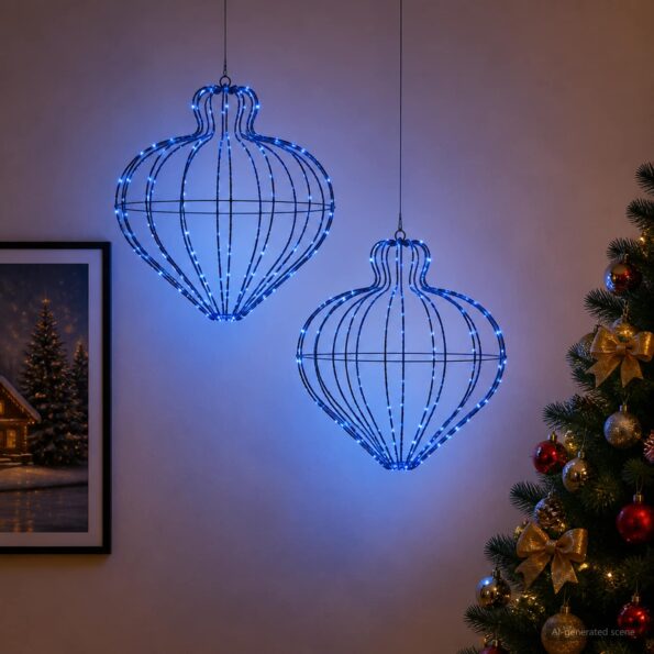 vidaXL Vianočný špic 2 ks 384 LED Modrá Priem. 40 x 40 cm – Obrázok 3