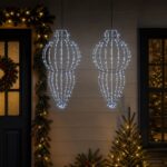 vidaXL Vianočný špic 2 ks 640 LED Studená biela Priem. 40 x 75 cm – Obrázok 3