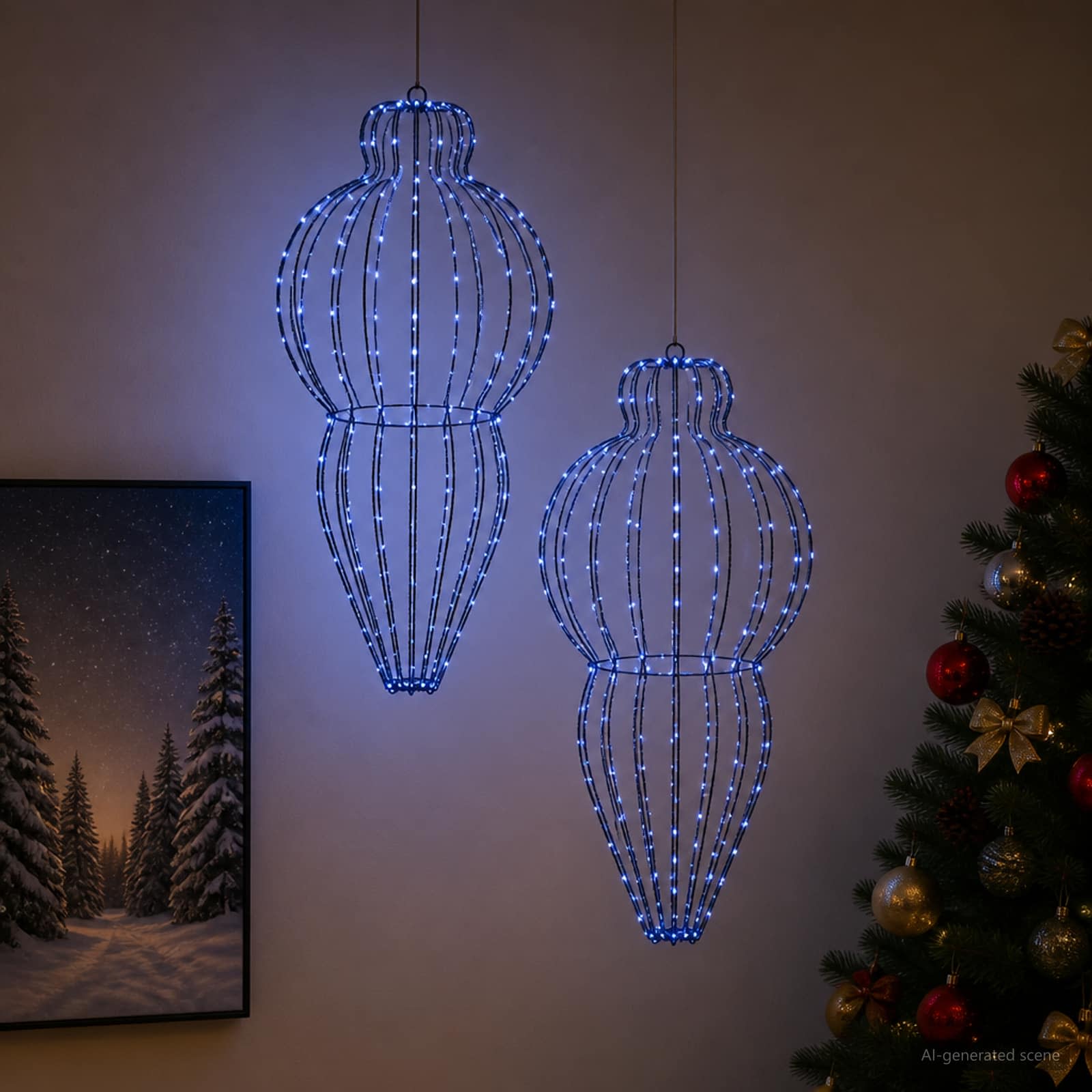 42049759_1.jpg vidaXL Vianočný špic 2 ks 640 LED Modrá Priem. 40 x 75 cm – Obrázok 1