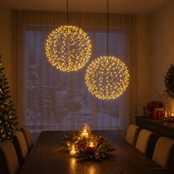 vidaXL Vianočný špic 2 ks 1900 LED Teplá biela Ø 60 x 63 cm – Obrázok 3