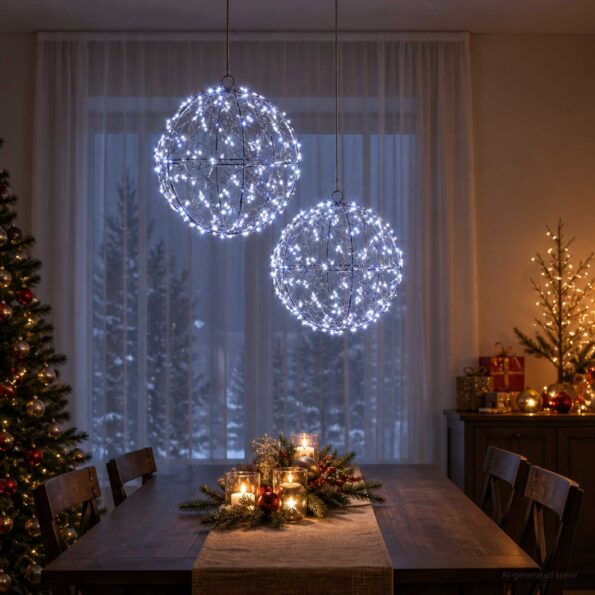 vidaXL Vianočný špic 2 ks 400 LED Studená biela Ø 20 x 22 cm – Obrázok 3