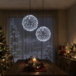 vidaXL Vianočný špic 2 ks 600 LED Studená biela Ø 30 x 32 cm
