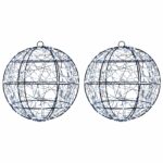 vidaXL Vianočný špic 2 ks 600 LED Studená biela Ø 30 x 32 cm – Obrázok 2