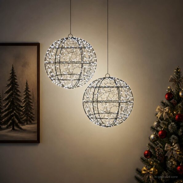 vidaXL Vianočný špic 2 ks 600 LED Studená biela Ø 30 x 32 cm – Obrázok 3