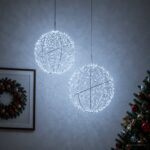 vidaXL Vianočný špic 2 ks 1500 LED Studená biela Ø 50 x 52 cm – Obrázok 3