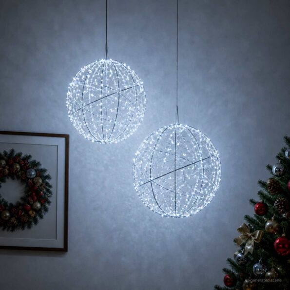 vidaXL Vianočný špic 2 ks 1500 LED Studená biela Ø 50 x 52 cm – Obrázok 3